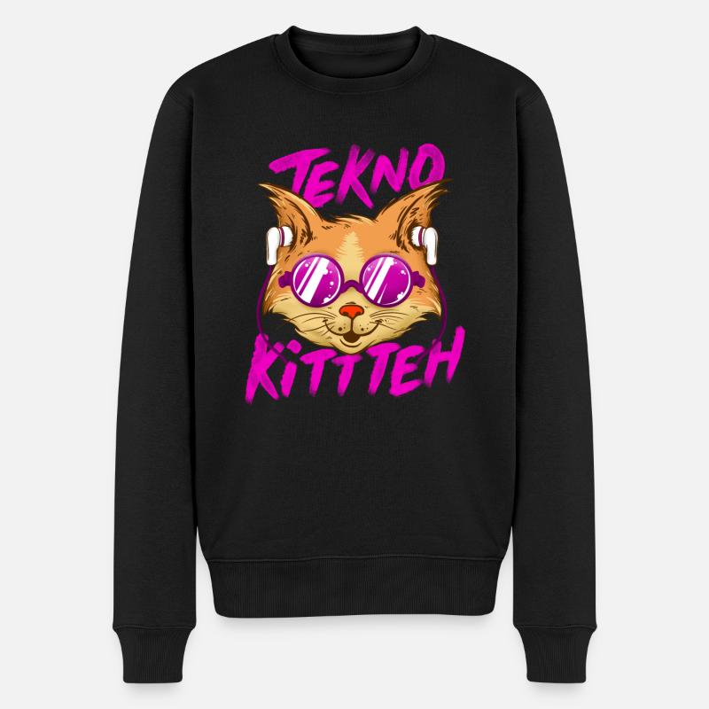 Tekno Underground Raver Techno cat - Pull Premium bio Homme - noir