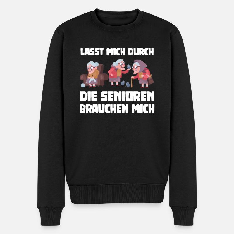 Lasst mich durch die Senioren brauchen mich - Männer Premium Bio Pullover - Schwarz