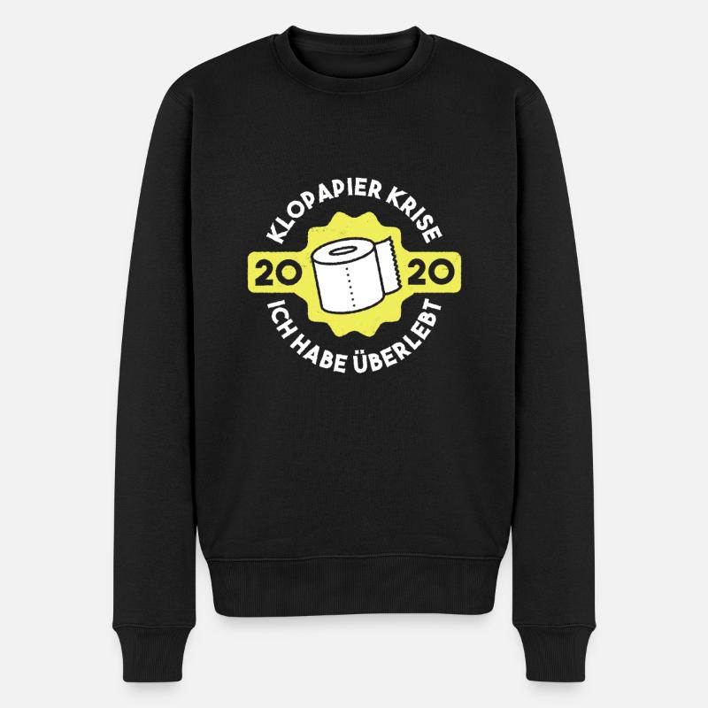 Klopapier Krise 2020 Ich habe überlebt - Männer Premium Bio Pullover - Schwarz