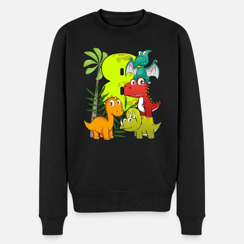8 Jahre alt Geburtstag Junge Acht 8. Dino T-Rex - Männer Premium Bio Pullover - Schwarz