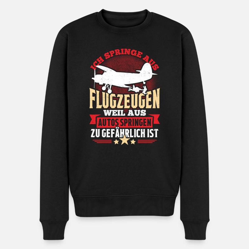 Fallschirmspringer Geschenk T-Shirt Fallschirm - Männer Premium Bio Pullover - Schwarz
