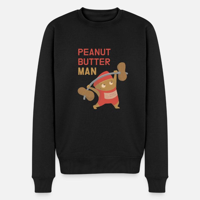 Erdnussbutter Mann - Männer Premium Bio Pullover - Schwarz