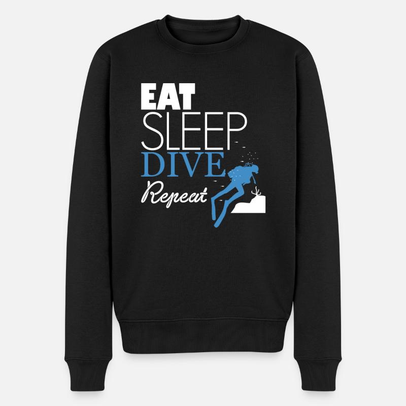 Eat Sleep Dive Repeat Taucher - Männer Premium Bio Pullover - Schwarz