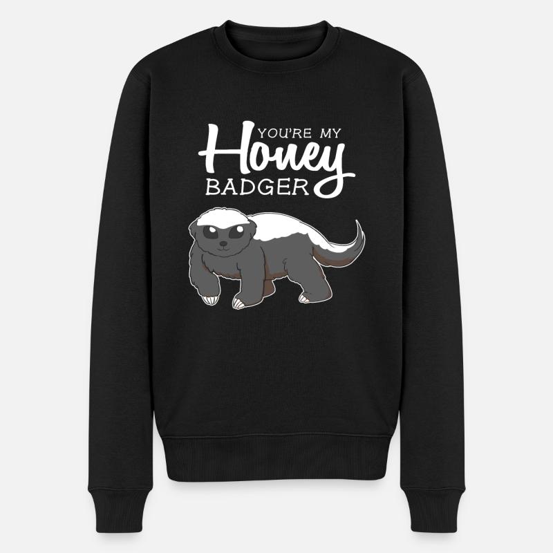 Du bist mein Honigdachs Romantisches Wortspiel - Männer Premium Bio Pullover - Schwarz