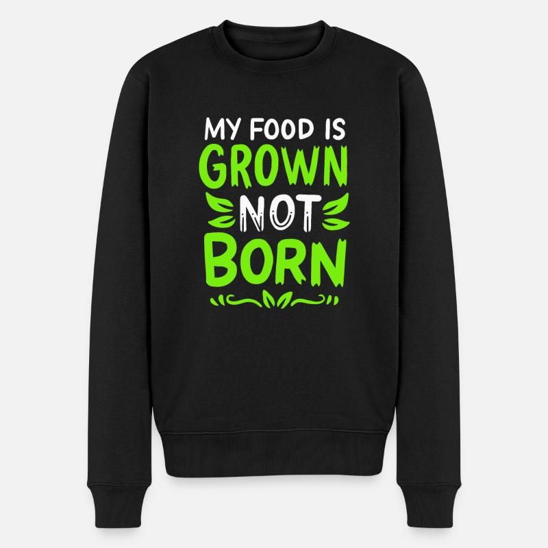 Vegetarier mein Essen ist gewachsen nicht geboren - Männer Premium Bio Pullover - Schwarz