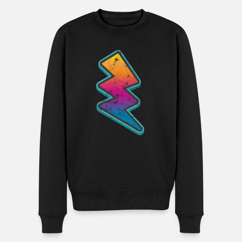 Blitz Flash Vintage - Männer Premium Bio Pullover - Schwarz