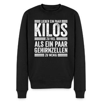 Mollig Übergewichtig Statement Lustig - Männer Premium Bio Pullover - Schwarz - Vorne - Nico (187cm)