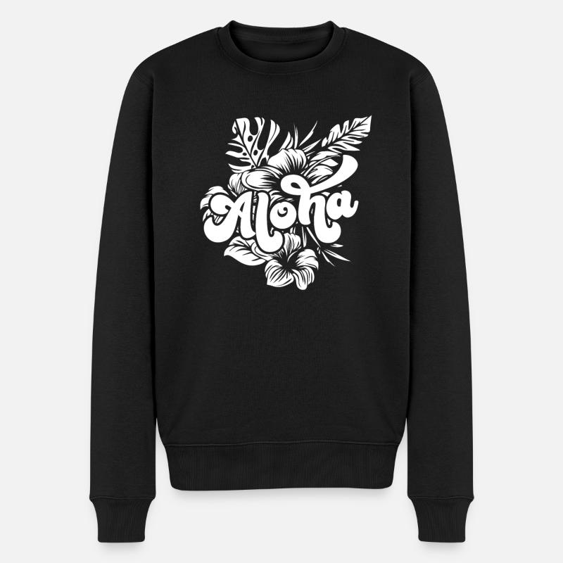 Aloha Hibiscus Hawaii - Männer Premium Bio Pullover - Schwarz