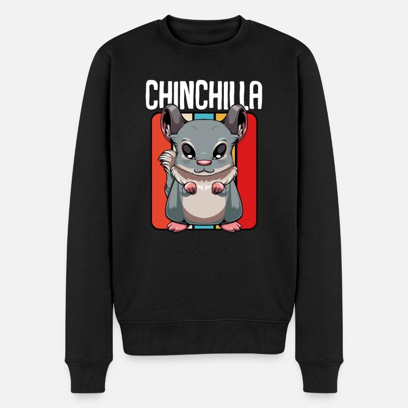 Chinchilla - Niedlich Retro Style Kawaii - Männer Premium Bio Pullover - Schwarz