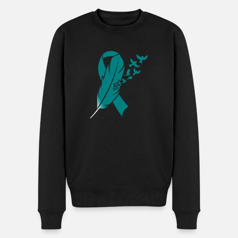 Ovarian Cancer Awareness-Teal Ribbon - Männer Premium Bio Pullover - Schwarz