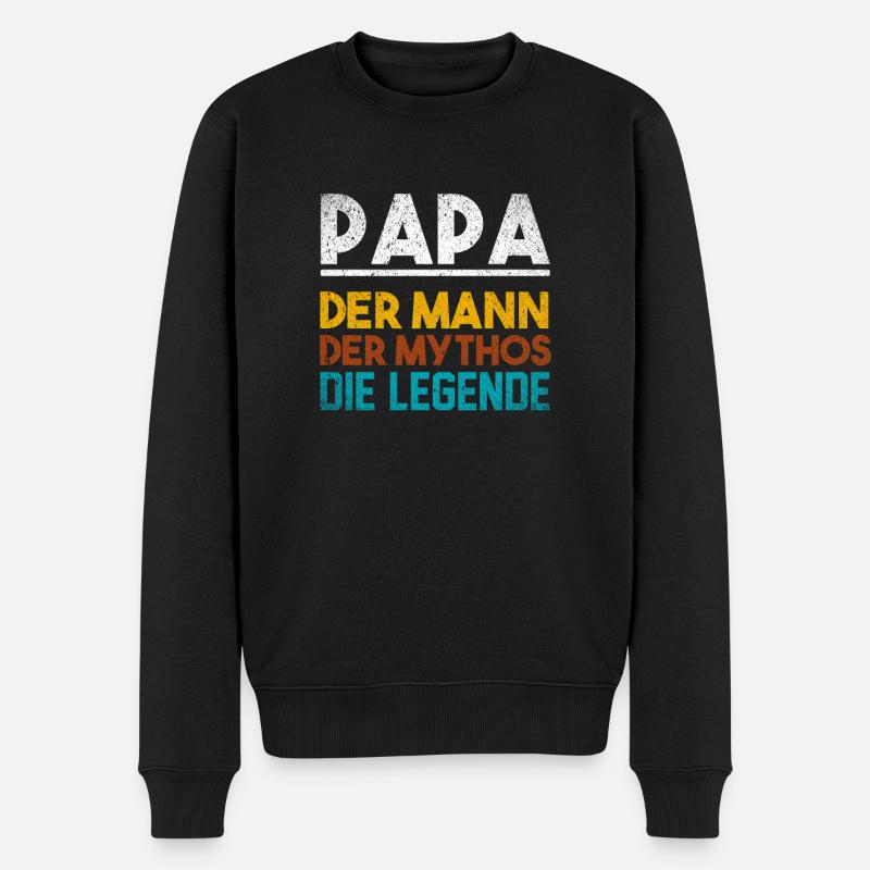 Paps Vater Sohn Papa Tochter Geschenk Mann 2020 - Männer Premium Bio Pullover - Schwarz