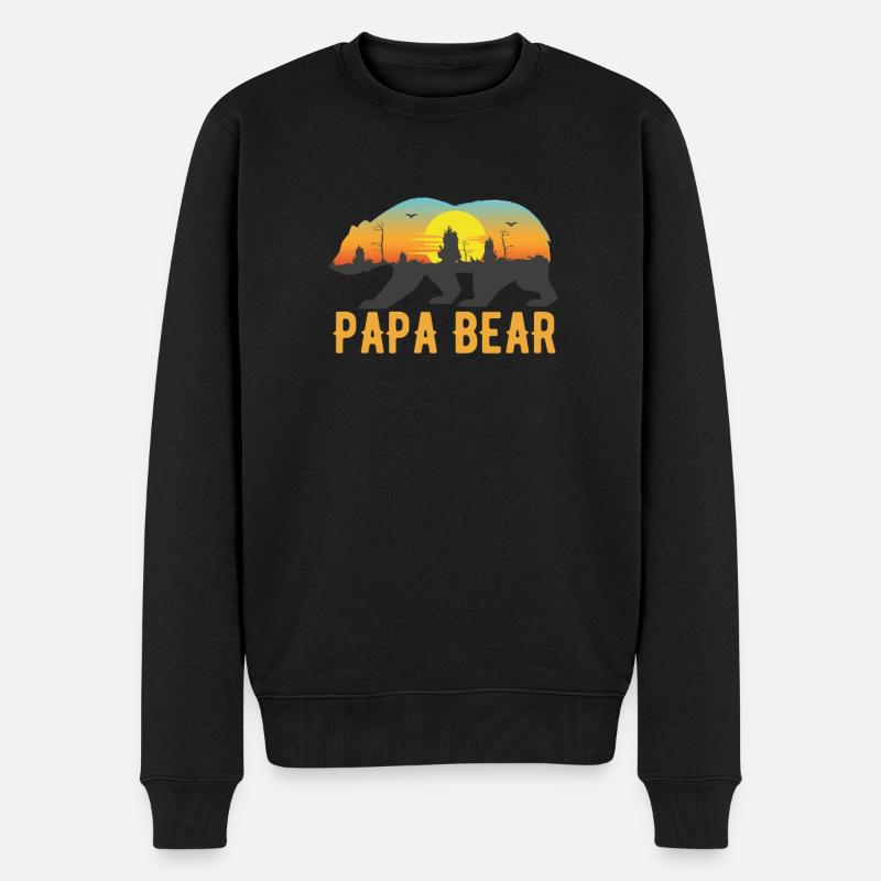 Papa Bear - Cooles Vatertag Geschenk Grafik Design - Männer Premium Bio Pullover - Schwarz