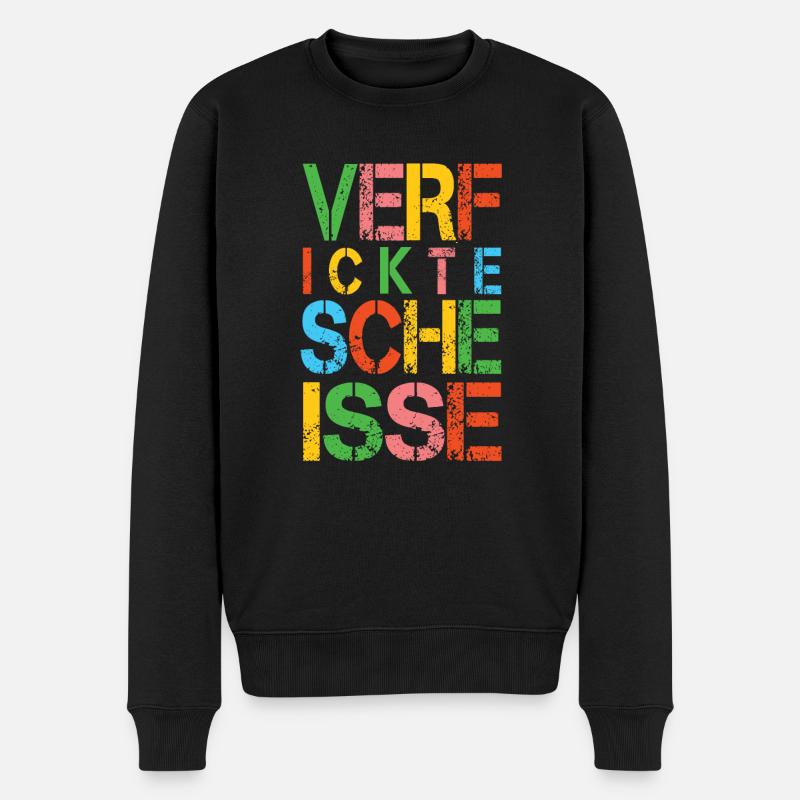 Verfickte Scheisse - Buntes Sarkasmus Design - Männer Premium Bio Pullover - Schwarz
