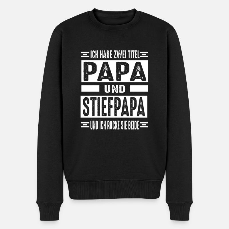 Vater Vatertag Stiefvater Papa - Männer Premium Bio Pullover - Schwarz