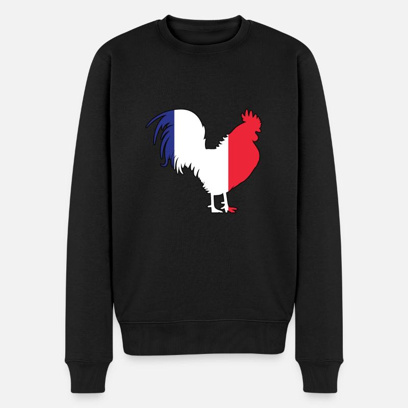 Französischer Gockel - Männer Premium Bio Pullover - Schwarz