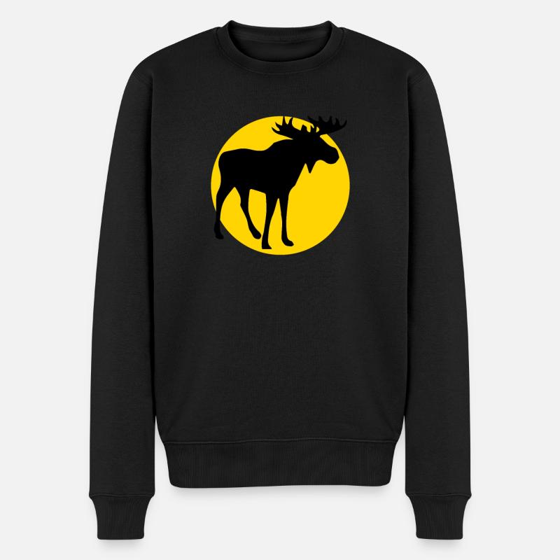 moose and moon - Männer Premium Bio Pullover - Schwarz