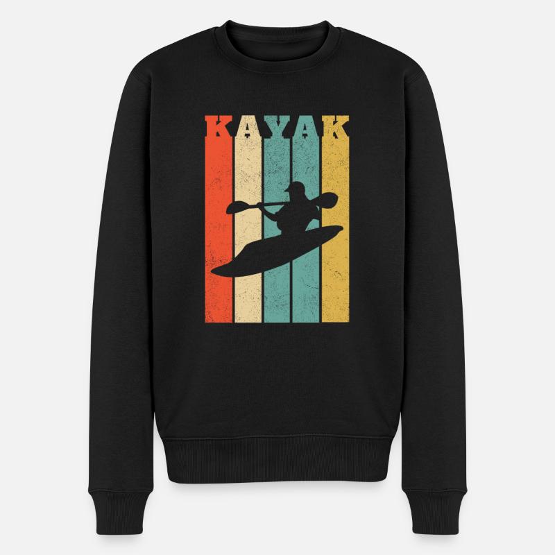 Bandes verticales de kayak d'eau vive - Pull Premium bio Homme - noir