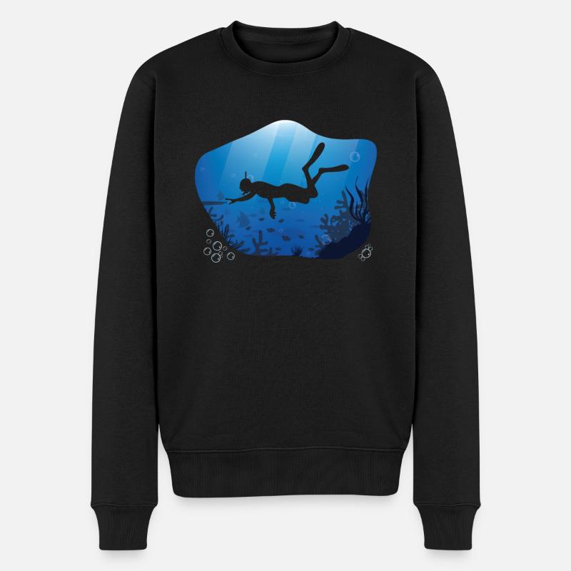 Apnoe Grafik Apnoetaucher Apnoetauchen Ozean - Männer Premium Bio Pullover - Schwarz