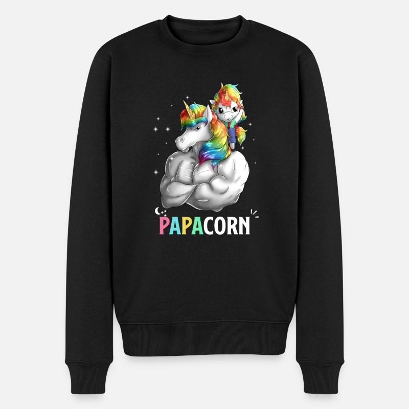 Papacorn - Magischer Einhornvater - Männer Premium Bio Pullover - Schwarz