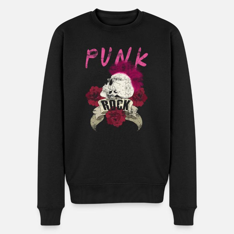 Punk Punkrocker Totenkopf Punks Punker Musik - Männer Premium Bio Pullover - Schwarz