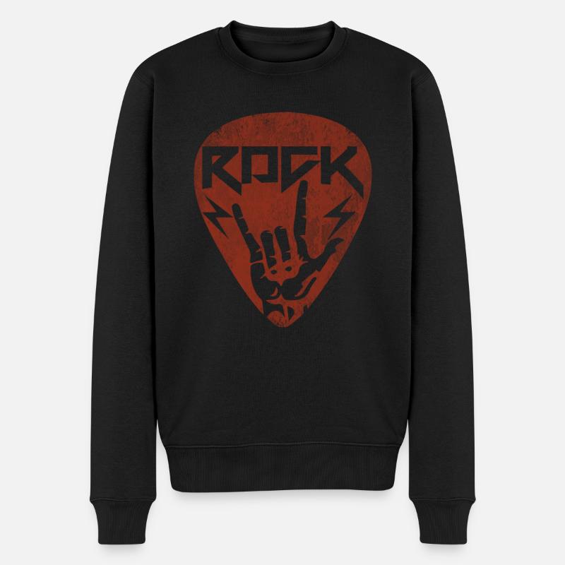 Gitarre Plektrum Rock - Männer Premium Bio Pullover - Schwarz