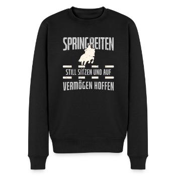 Springreiter - Männer Premium Bio Pullover - Schwarz - Vorne - Nico (187cm)