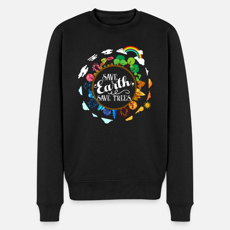 Tag der Erde retten Erde retten Bäume - Männer Premium Bio Pullover - Schwarz