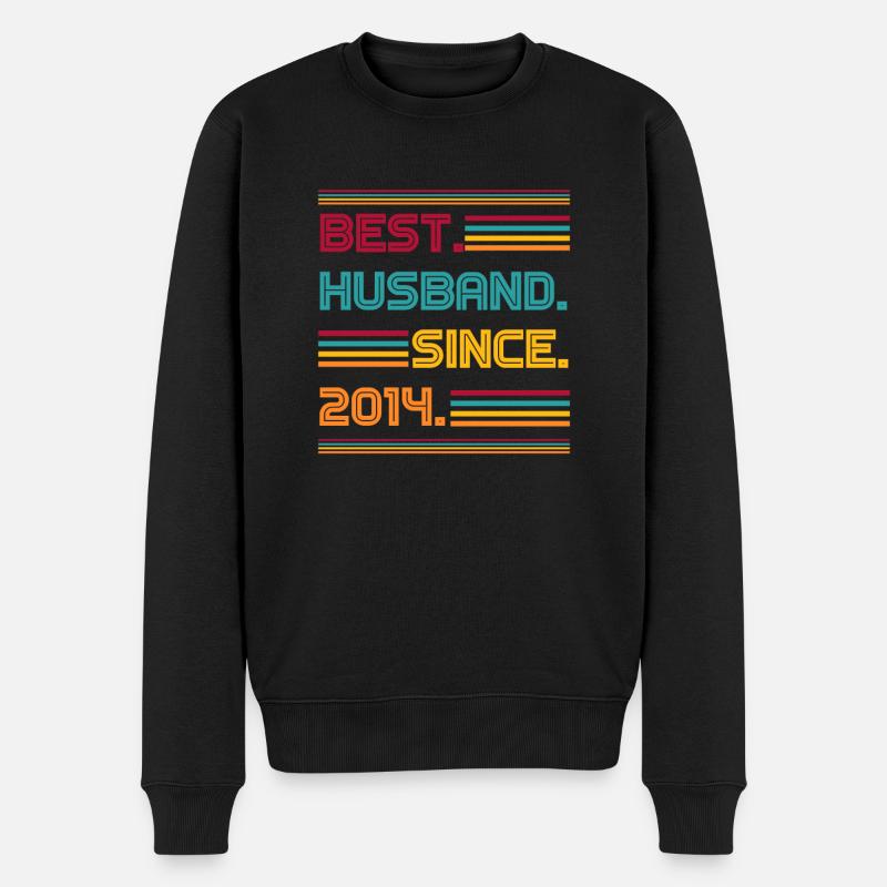 Best Husband Since 2014 - Männer Premium Bio Pullover - Schwarz