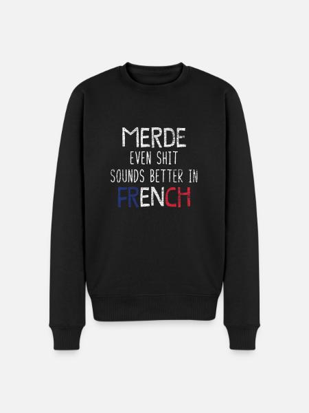 France French - Men's Premium Organic Jumper - black