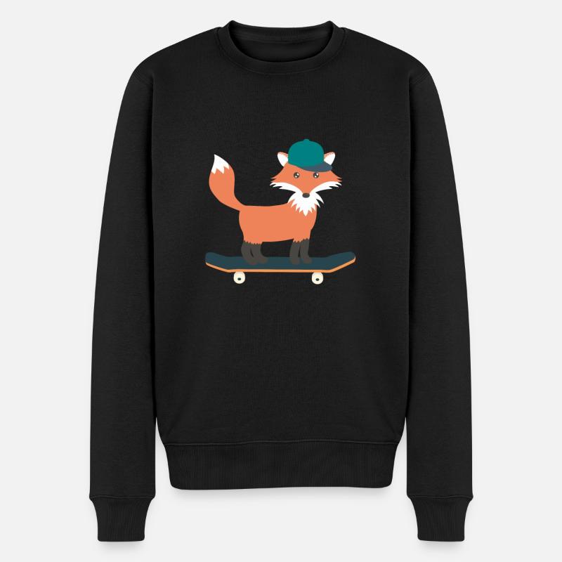 Skateboard Skater Fuchs - Männer Premium Bio Pullover - Schwarz