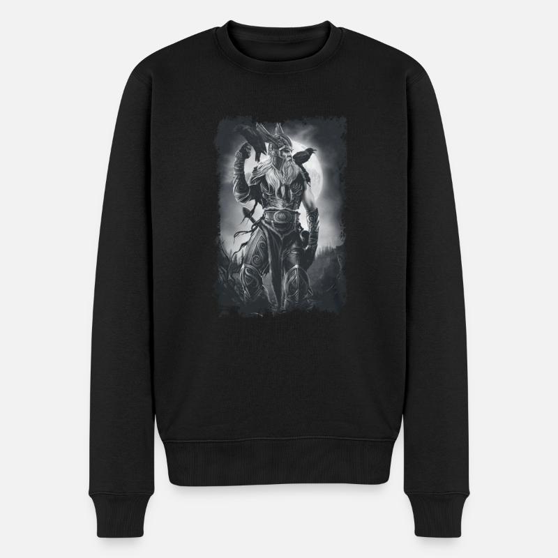 Wikinger Viking Valhalla Odin Thor Nordmann Skal - Männer Premium Bio Pullover - Schwarz