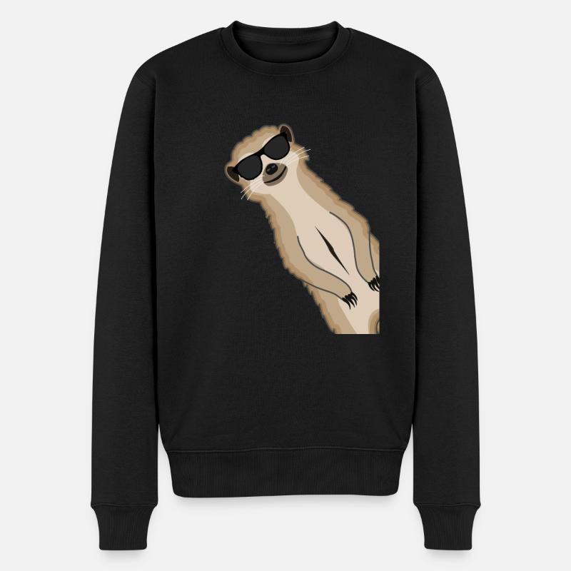 Erdmännchen Sonnenbrille Lustig Geschenk tiere - Männer Premium Bio Pullover - Schwarz