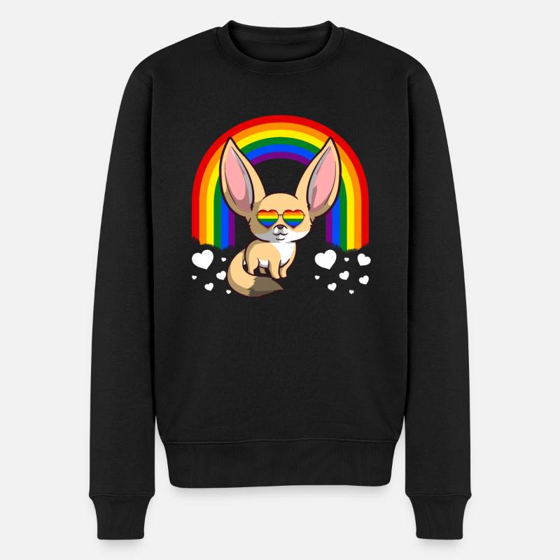 LGBT Homosexuell Stolz Regenbogen Fennec Fox - Männer Premium Bio Pullover - Schwarz