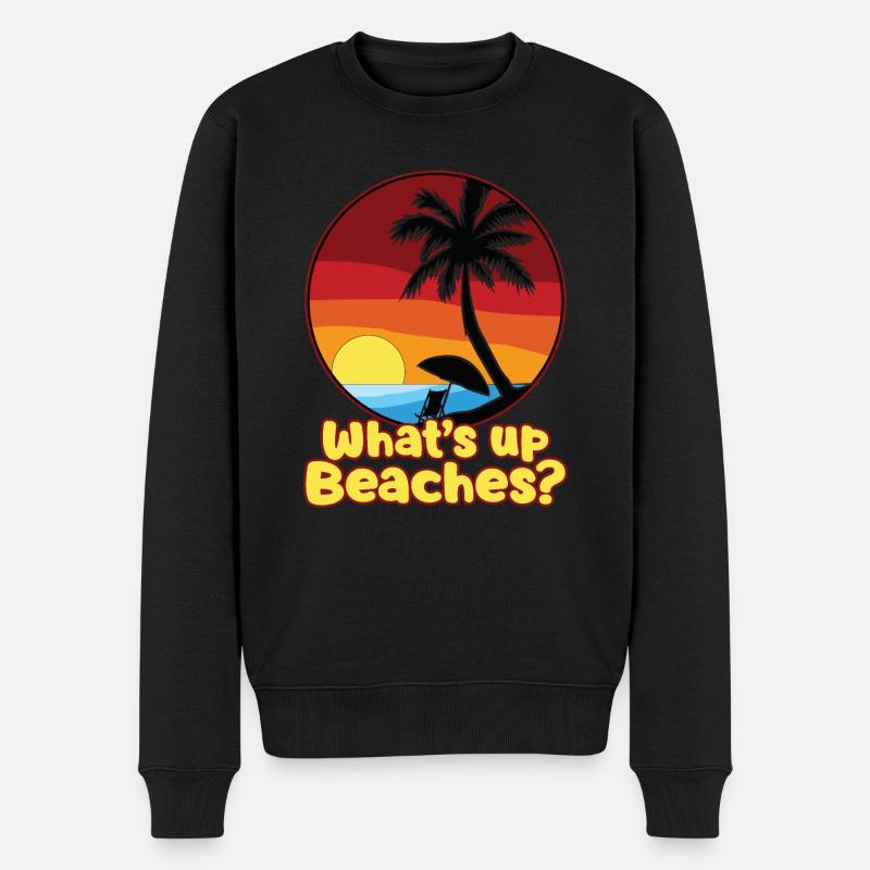 WHATS UP BEACHES - Männer Premium Bio Pullover - Schwarz