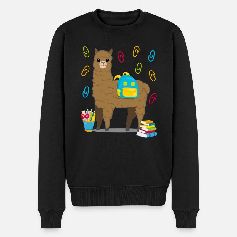 Lama Alpaka Einschulung Schulbeginn Geschenk - Männer Premium Bio Pullover - Schwarz