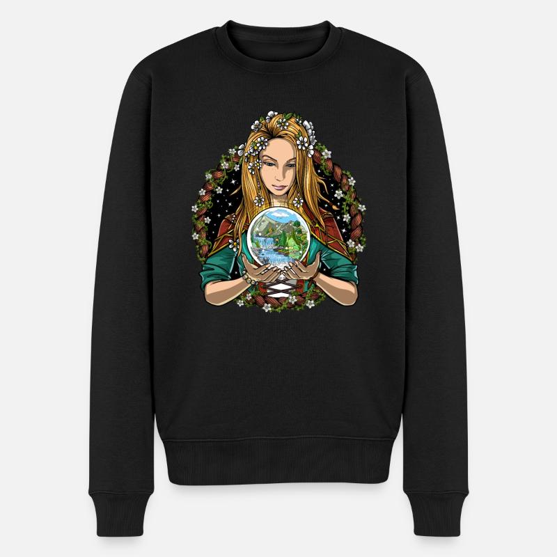 Hippie Naturschamane - Männer Premium Bio Pullover - Schwarz