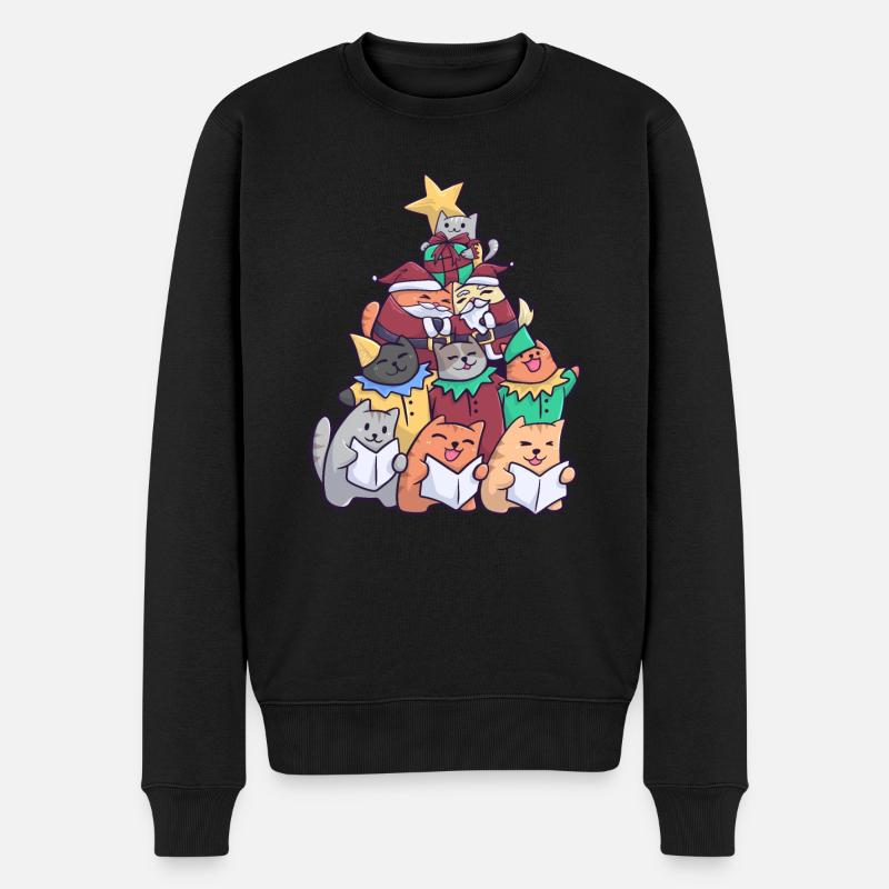 Christmas Cat Weihnachtsbaum Katzen - Männer Premium Bio Pullover - Schwarz