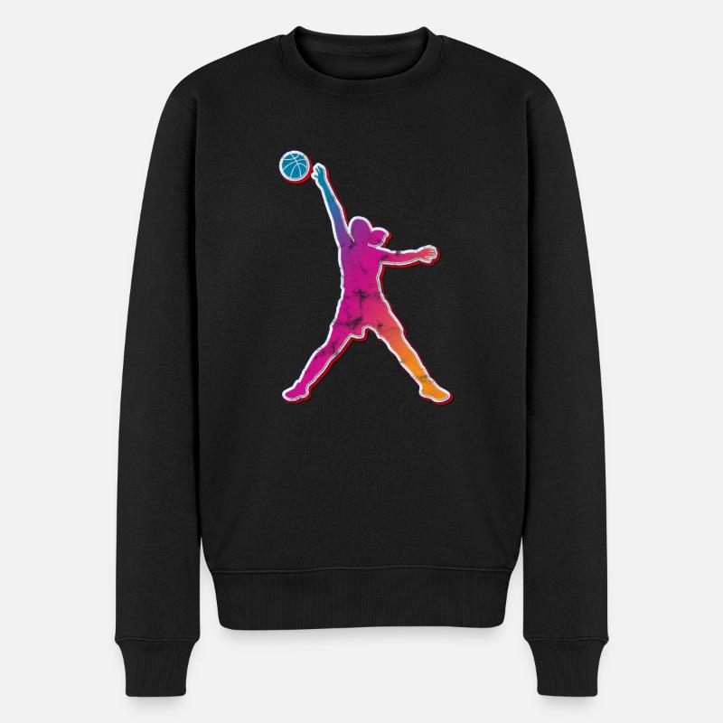 Basketball Retro Vintage - Männer Premium Bio Pullover - Schwarz