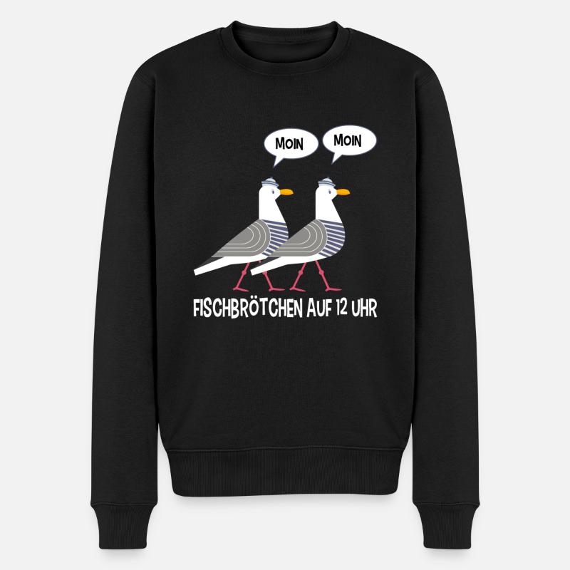 Moin Möwen plattdeutsch norddeutsch Fischen - Männer Premium Bio Pullover - Schwarz