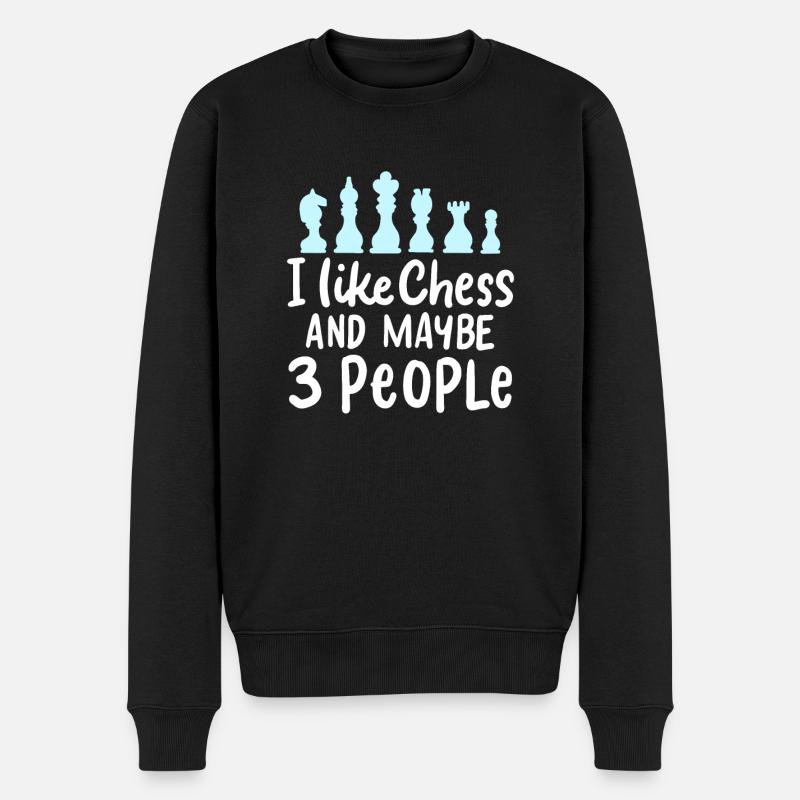 ÉCHECS: J'aime les échecs - Pull Premium bio Homme - noir