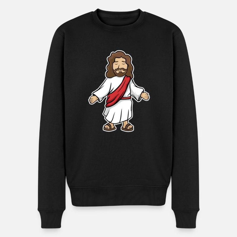 Jesus - Männer Premium Bio Pullover - Schwarz
