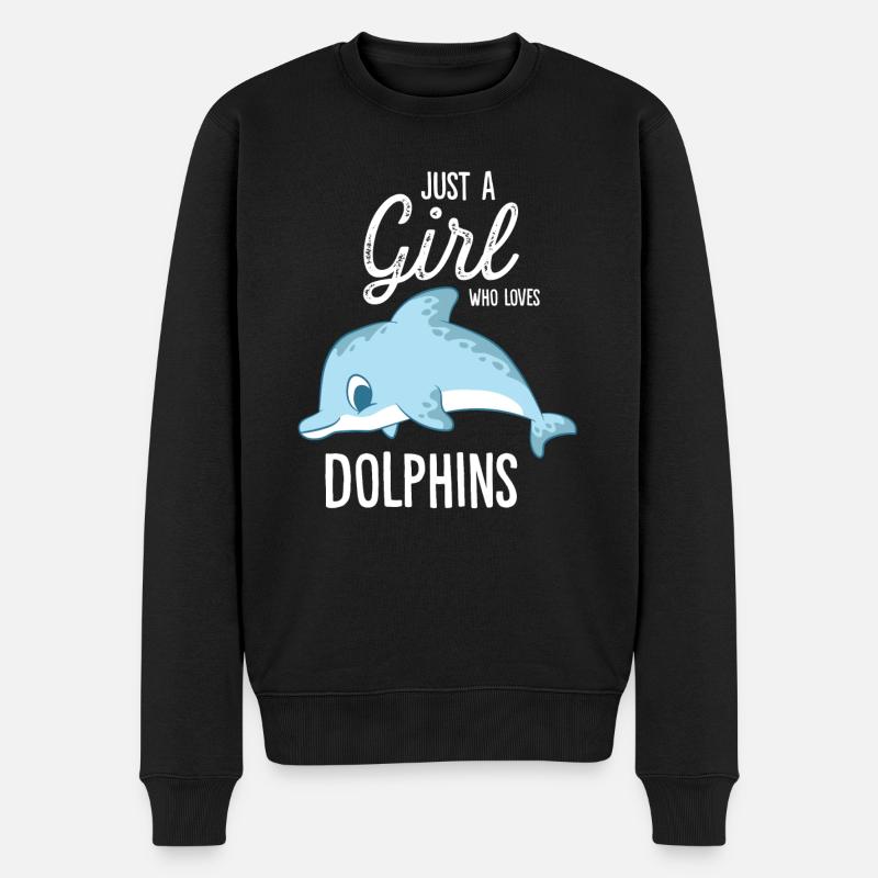 Nur Ein Mädchen das Delfine Liebt Delfin Mädchen - Männer Premium Bio Pullover - Schwarz