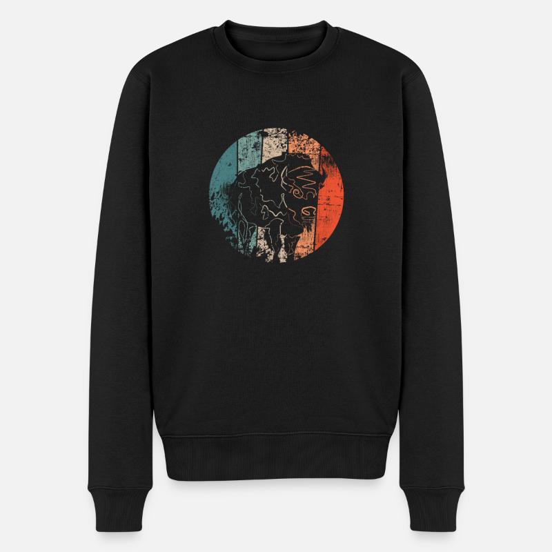 Bison Büffel - Männer Premium Bio Pullover - Schwarz