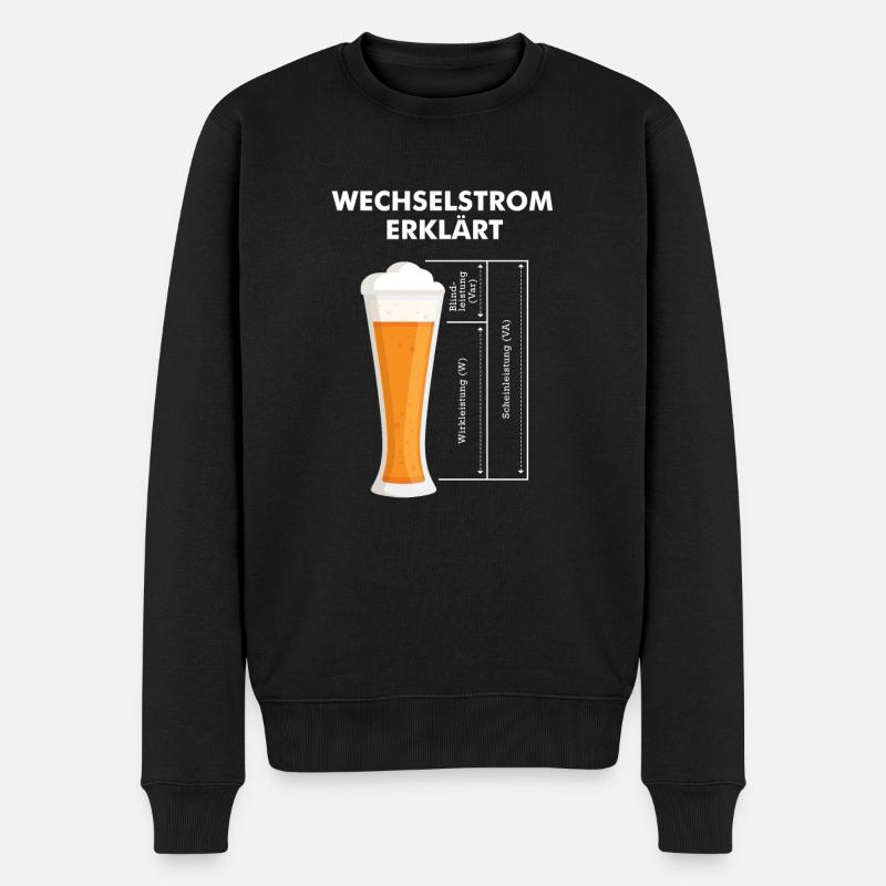 Wechselstrom erklärt Bier Elektriker Technik - Männer Premium Bio Pullover - Schwarz