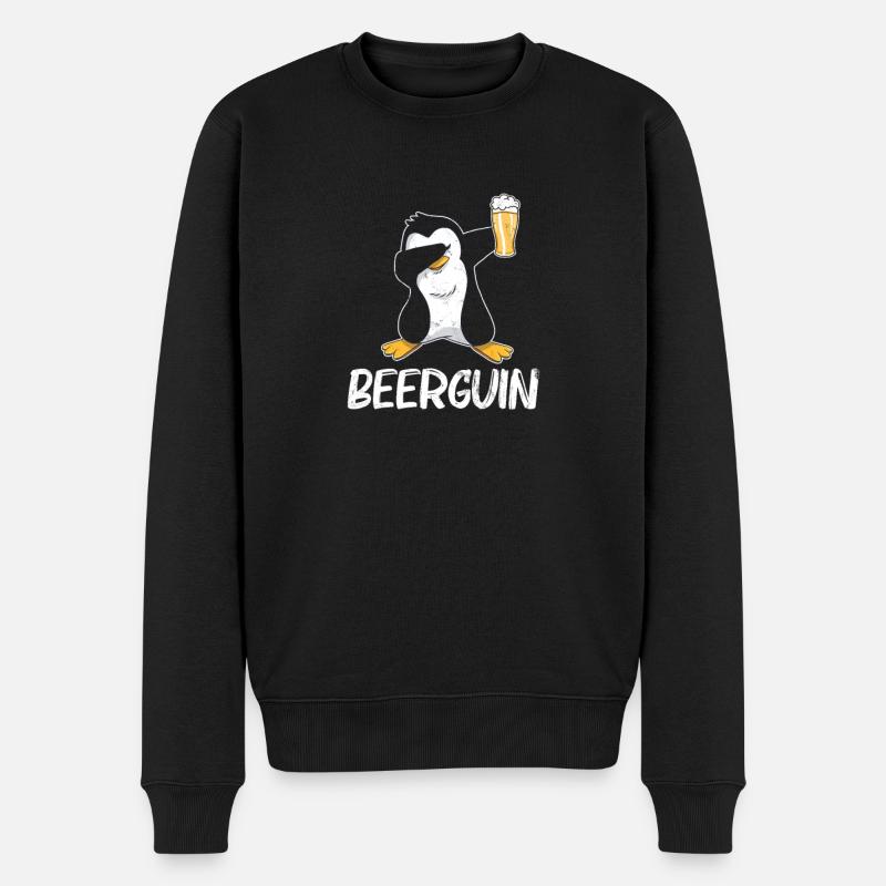 Pinguin Bier Biertrinker - Männer Premium Bio Pullover - Schwarz