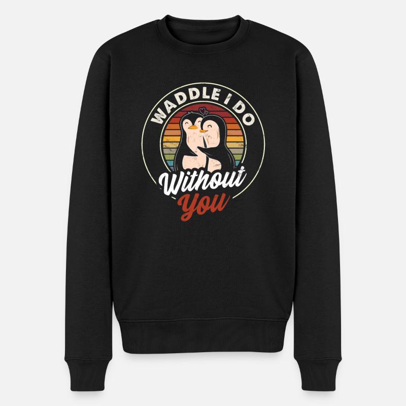 Lustig Pinguin Spruch Pinguine - Männer Premium Bio Pullover - Schwarz