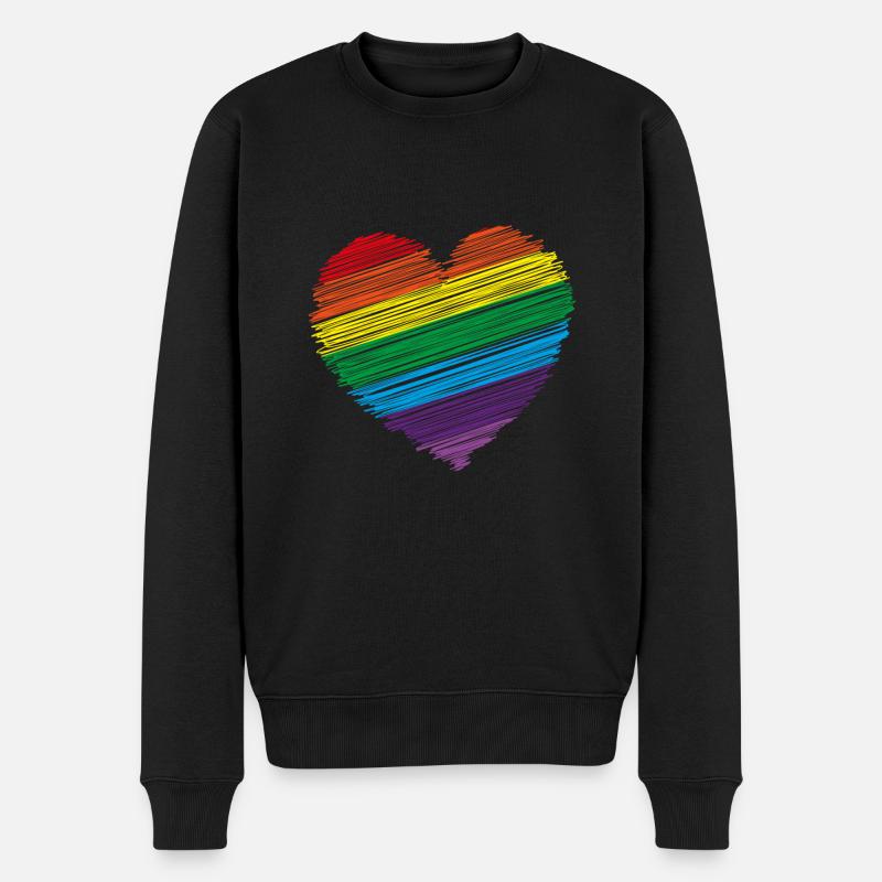 Regenbogen shirt & Herz Regenbogen Geschenk Shirt - Männer Premium Bio Pullover - Schwarz