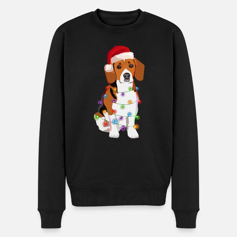 Guirlande lumineuse Noël chien Beagle - Pull Premium bio Homme - noir