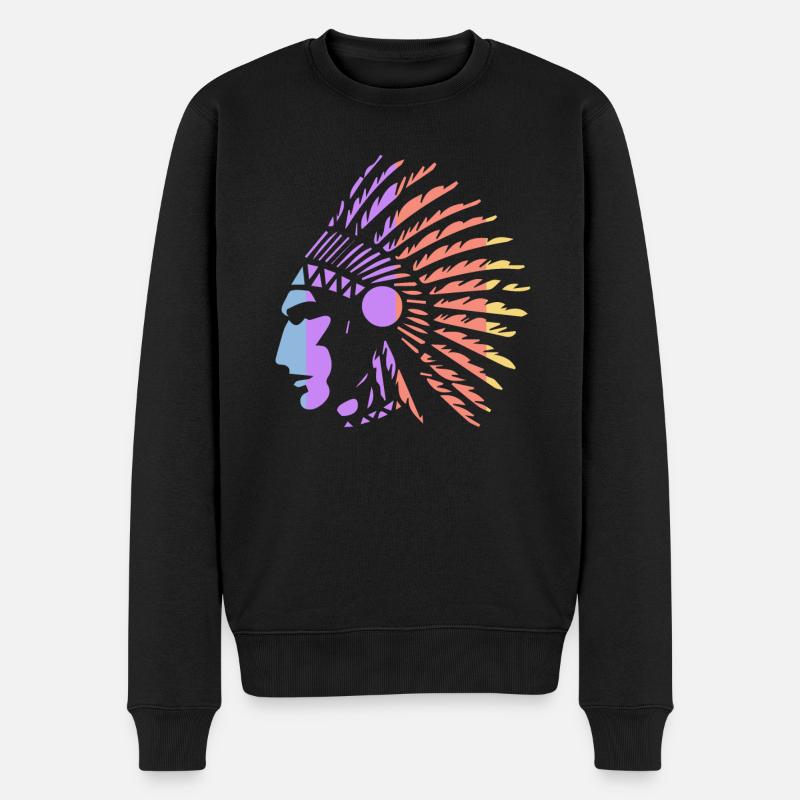 Indianer - Männer Premium Bio Pullover - Schwarz
