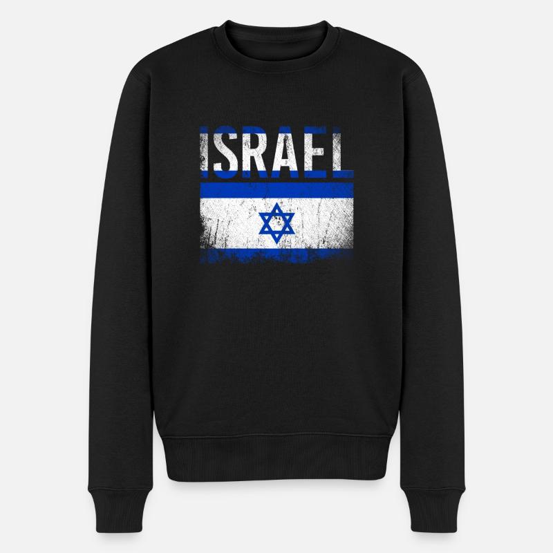 Israel Davidstern - Männer Premium Bio Pullover - Schwarz